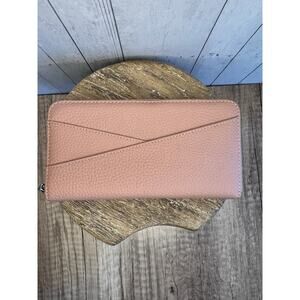 - Dusty Rose Leather Wallet Criss Cross Pocket Purse Bag Wallet  Wallet